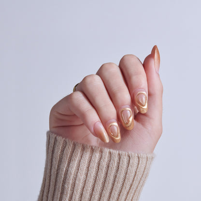 KISS NAIL DRIP Press On Glue Nails - Golden Laughter