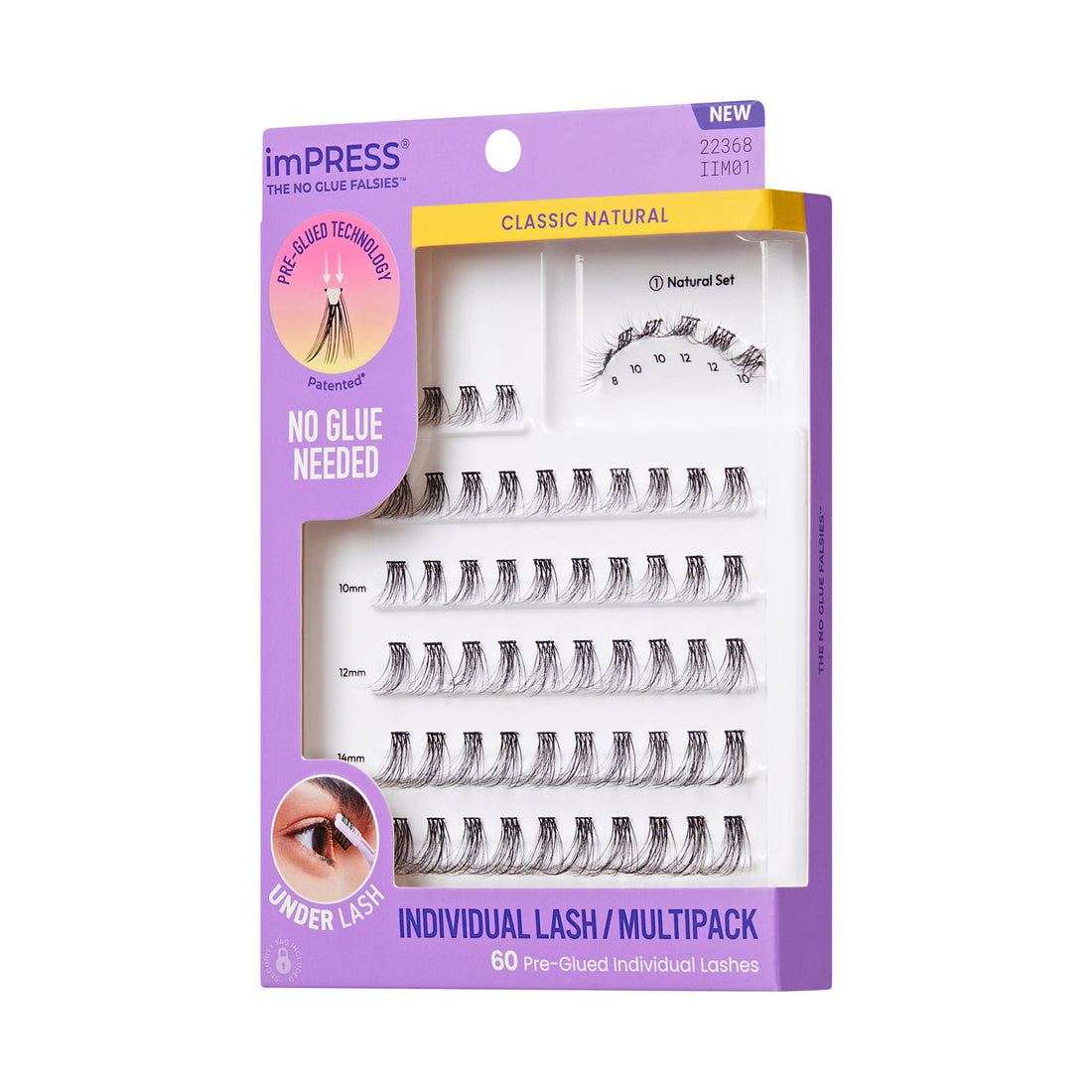 imPRESS Pre-Glued Individual Lashes Multipack, Classic Natural, 60 Lash Clusters
