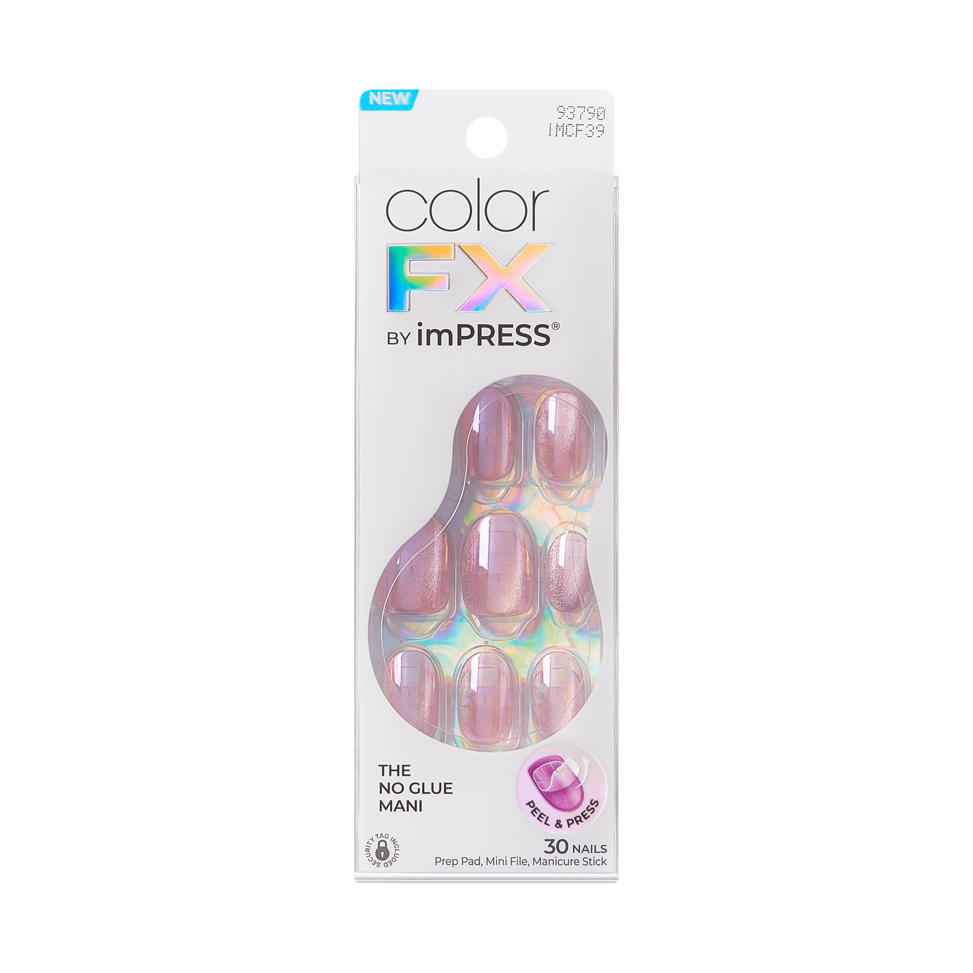 colorFX by Impress No Glue Fake Press On Nails - Starry | Solid, Pink, Short, Oval, Manicure