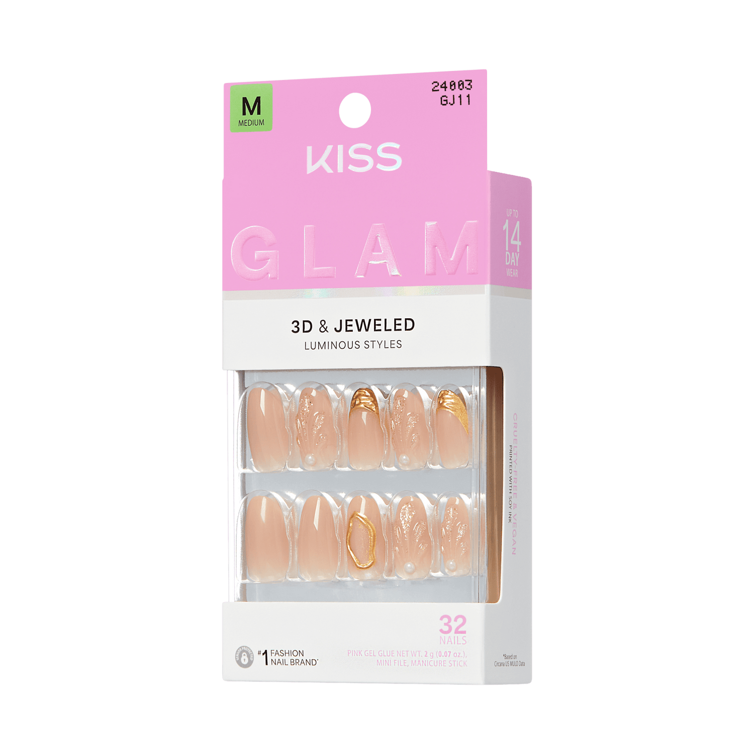 KISS GLAM 3D &amp; Jewel Press On Glue Nails  - Blossoming Love