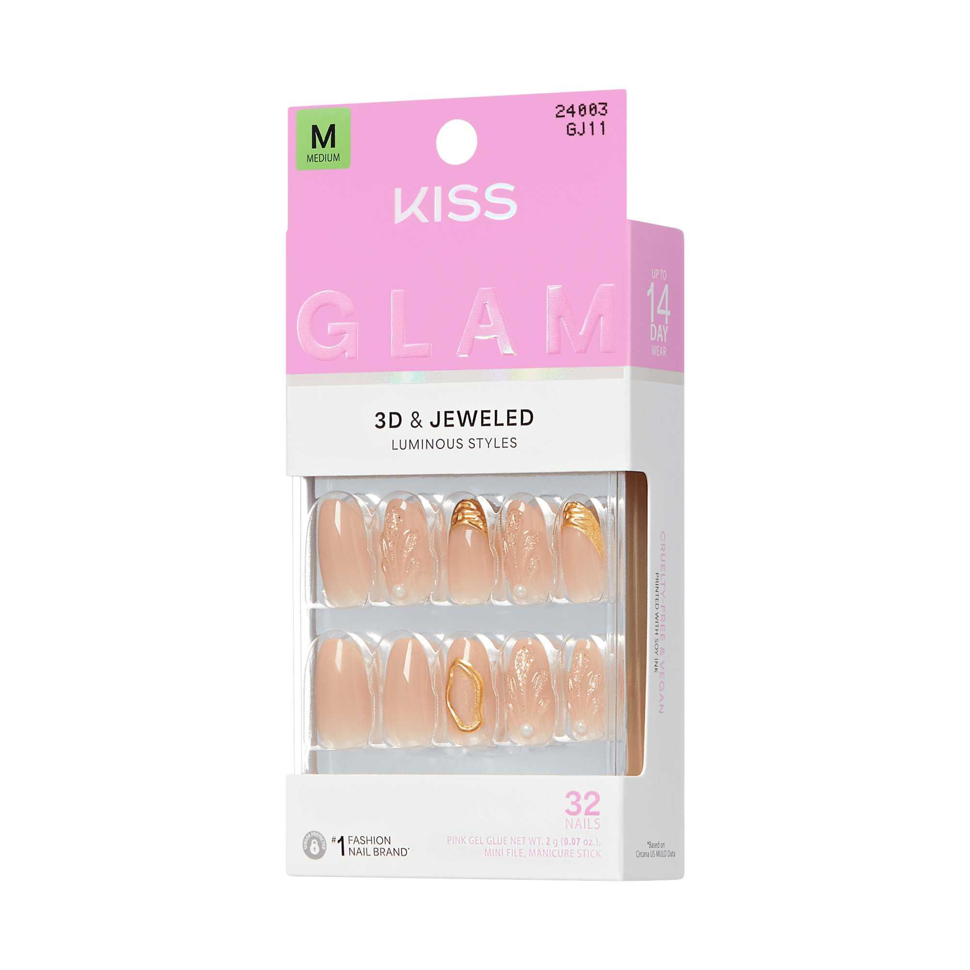 KISS GLAM 3D &amp; Jewel Press On Glue Nails  - Blossoming Love