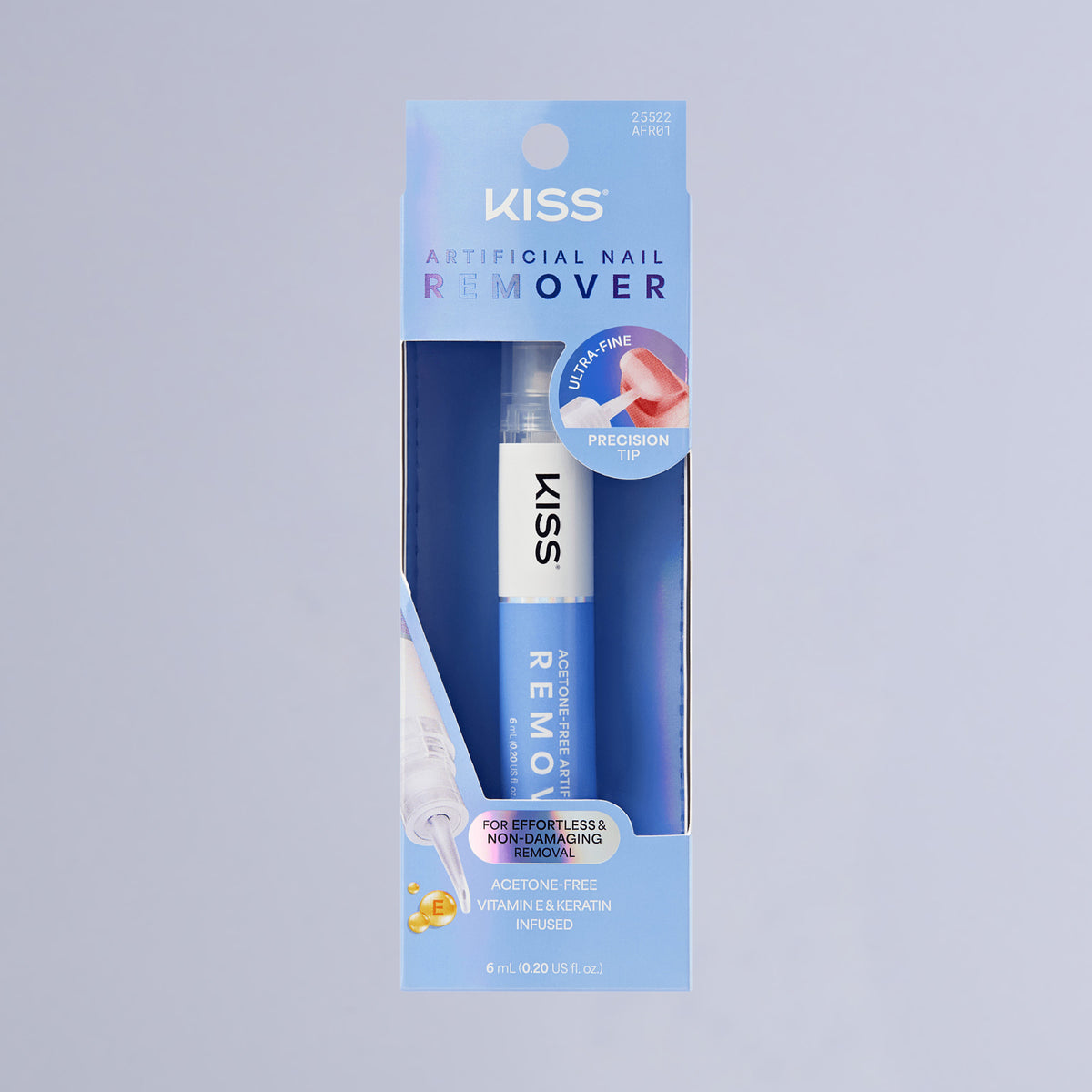 Kiss Acetone-Free Artificial Nail Remover Pen | Fake Nail Remover, Press-On Remover, Precision Tip for Gentle Removal, Non-Damaging, Vitamin E &amp; Keratin Infused, 0.2 fl. oz.