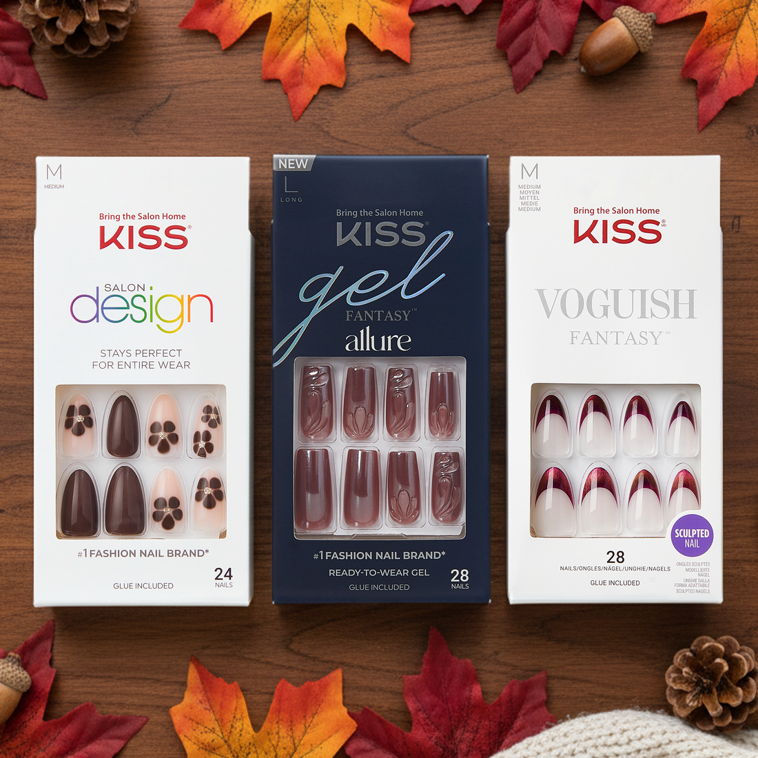 KISS Press On Glue Nails Fall Bundle - Autumn Essentials