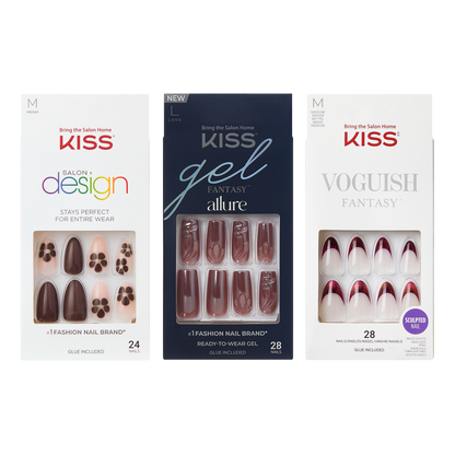 KISS Press On Glue Nails Fall Bundle - Autumn Essentials