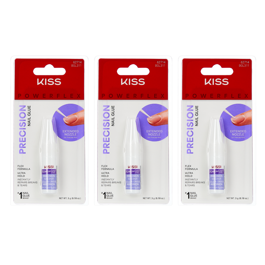 KISS PowerFlex Precision Nail Glue 3-Pack