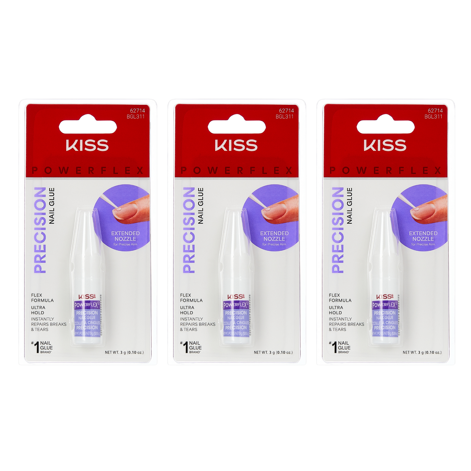 KISS PowerFlex Precision Nail Glue 3-Pack