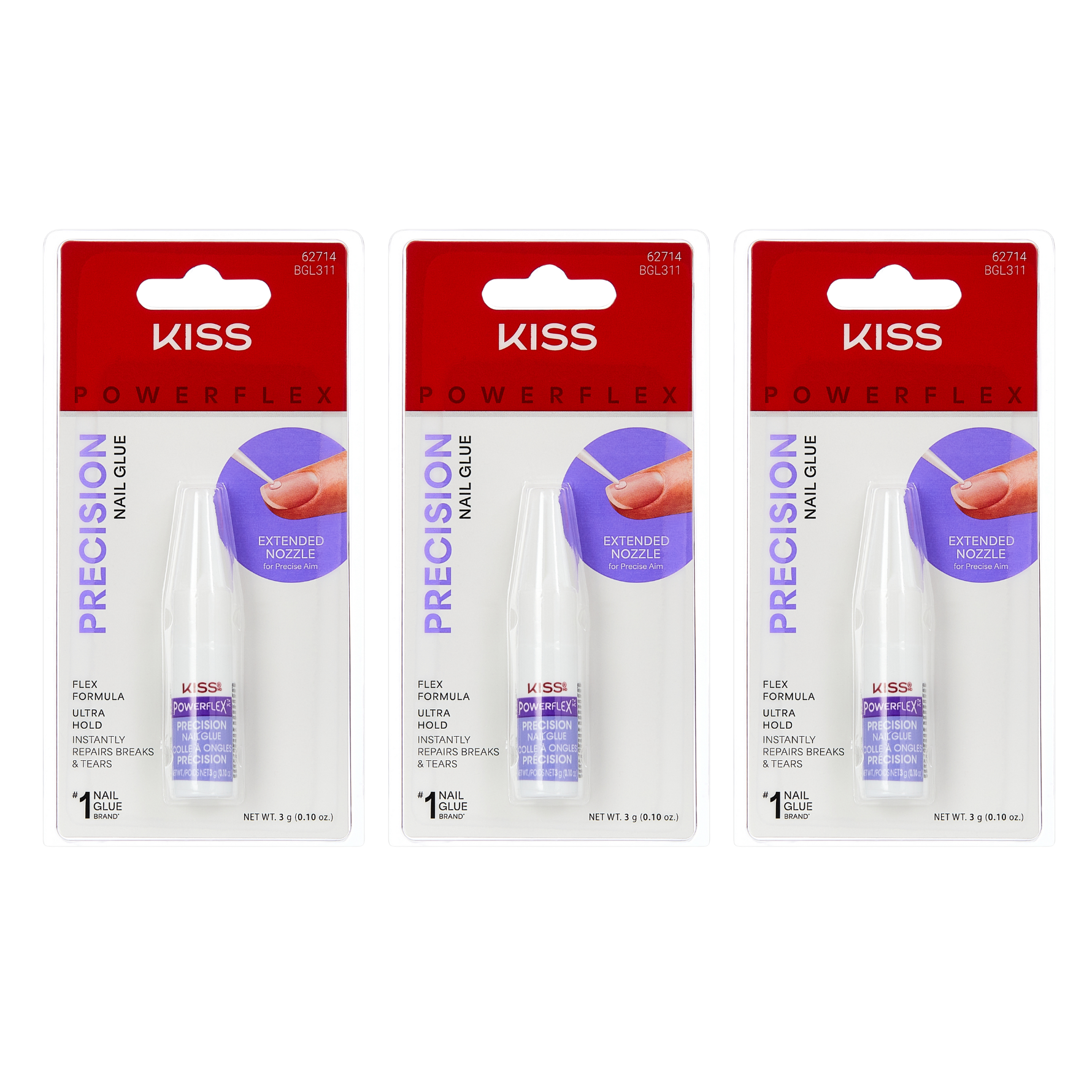KISS PowerFlex Precision Nail Glue 3-Pack