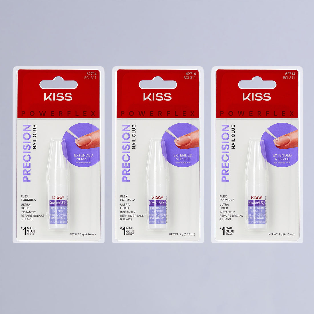 KISS PowerFlex Precision Nail Glue 3-Pack