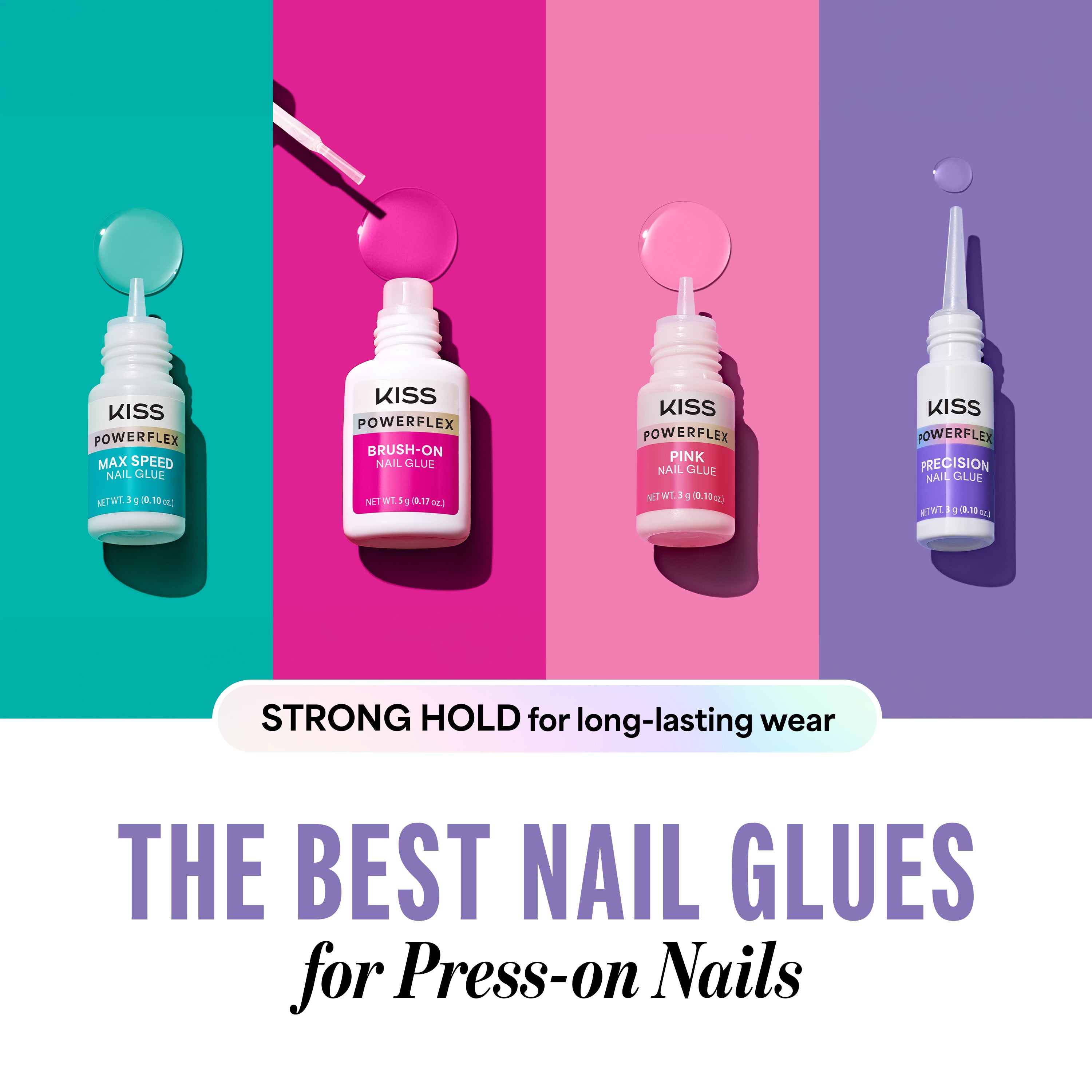 Kiss PowerFlex Precision Fake Nail Glue - 0.10 oz. | Nail Adhesive, Press-On Glue, Precision Nozzle, Ideal for Repairing