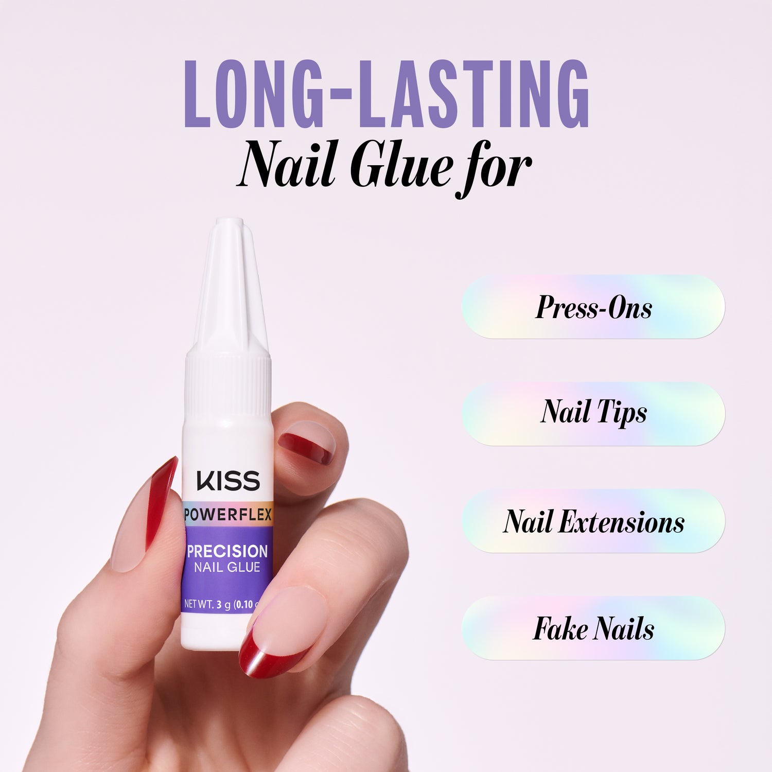 Kiss PowerFlex Precision Fake Nail Glue - 0.10 oz. | Nail Adhesive, Press-On Glue, Precision Nozzle, Ideal for Repairing