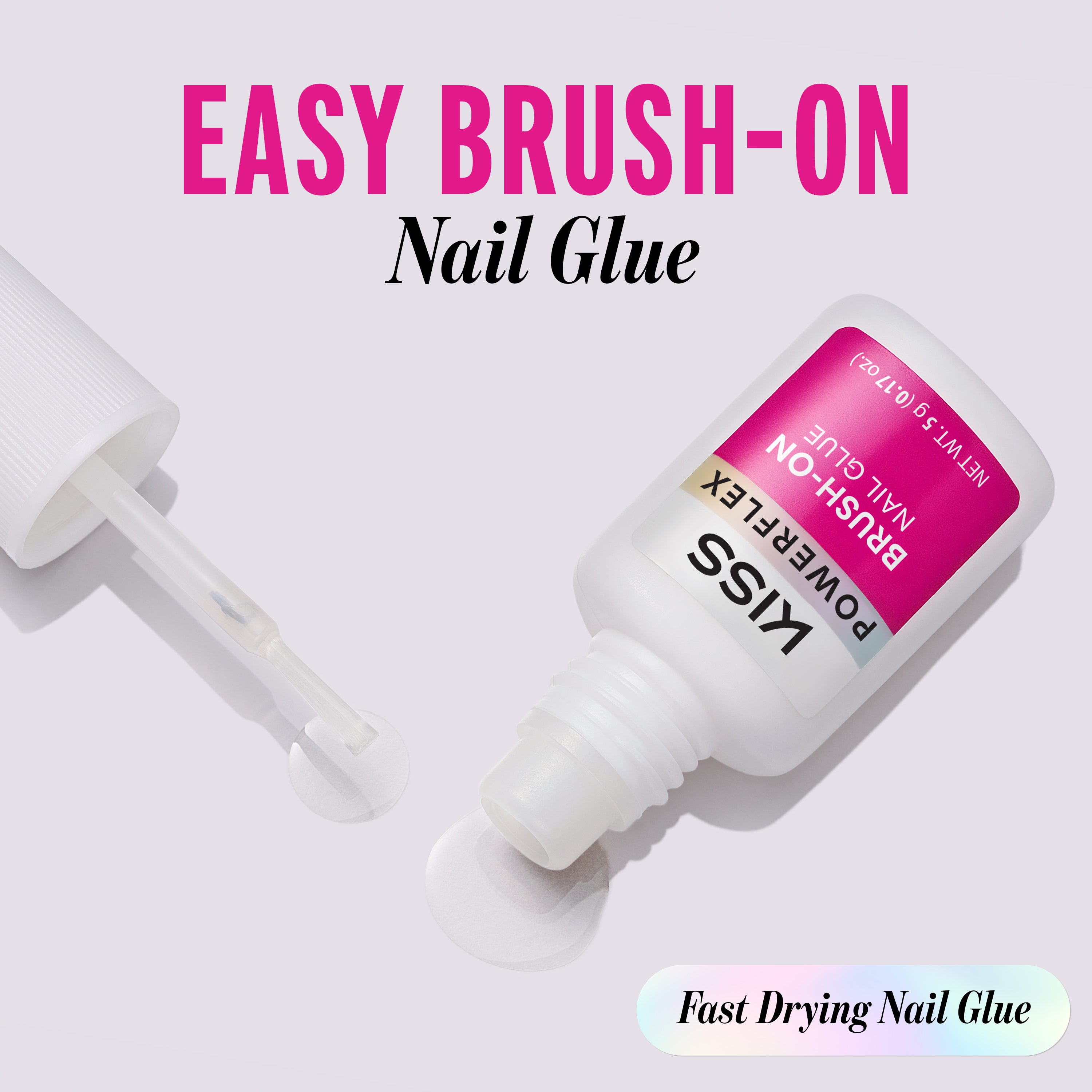 Kiss Press On Glue Nail Tool Bundle - PowerFlex Brush-On Glue + Glue OFF Remover