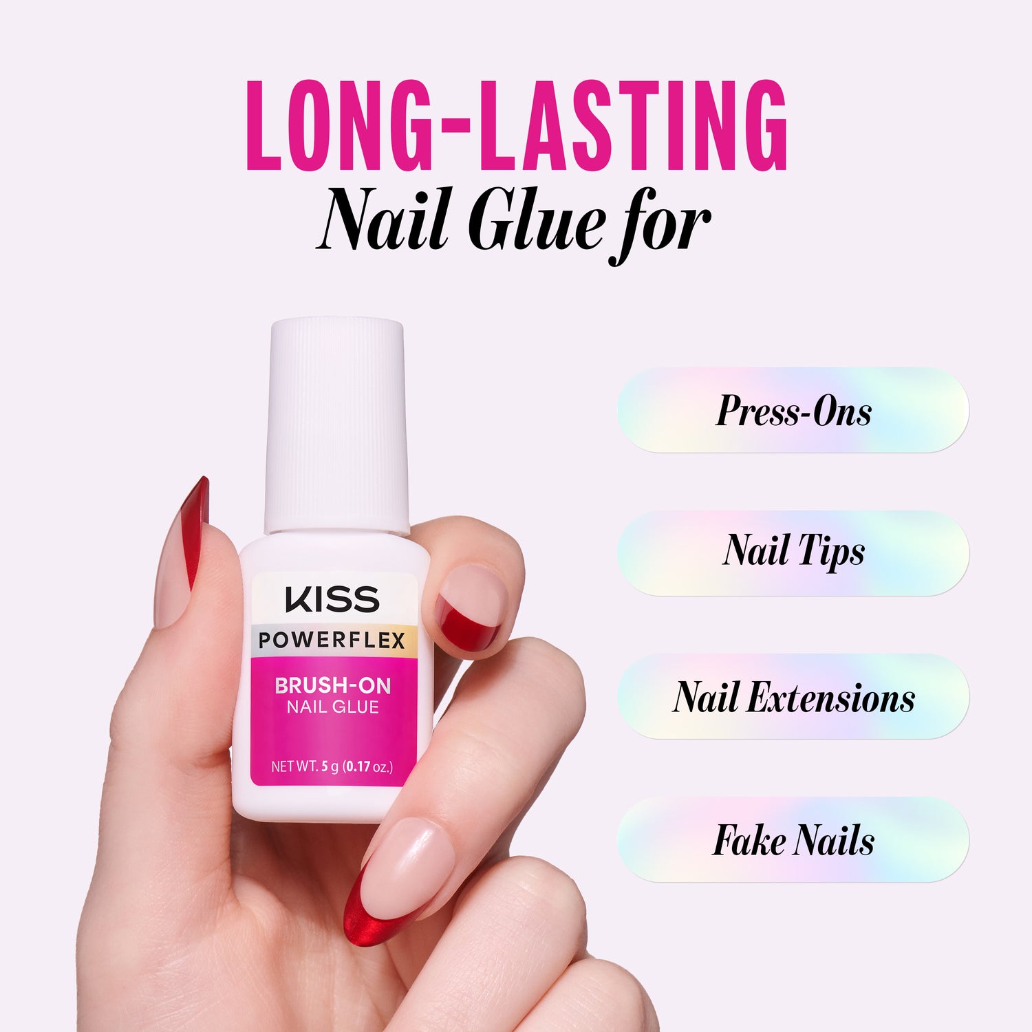 Kiss Press On Glue Nail Tool Bundle - PowerFlex Brush-On Glue + Glue OFF Remover