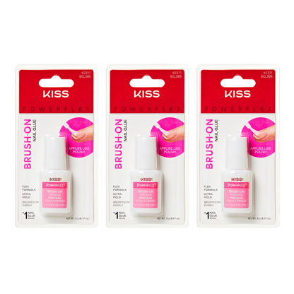 KISS PowerFlex Brush-On Nail Glue 3-Pack