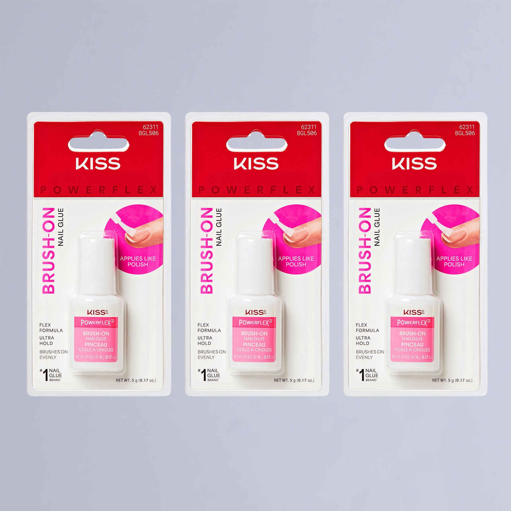 KISS PowerFlex Brush-On Nail Glue 3-Pack