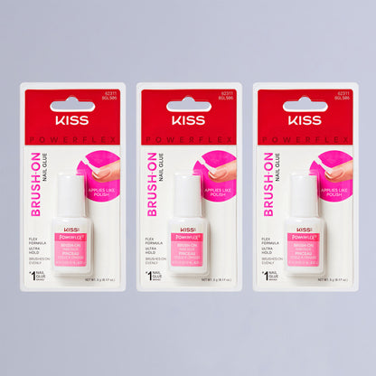 KISS PowerFlex Brush-On Nail Glue 3-Pack