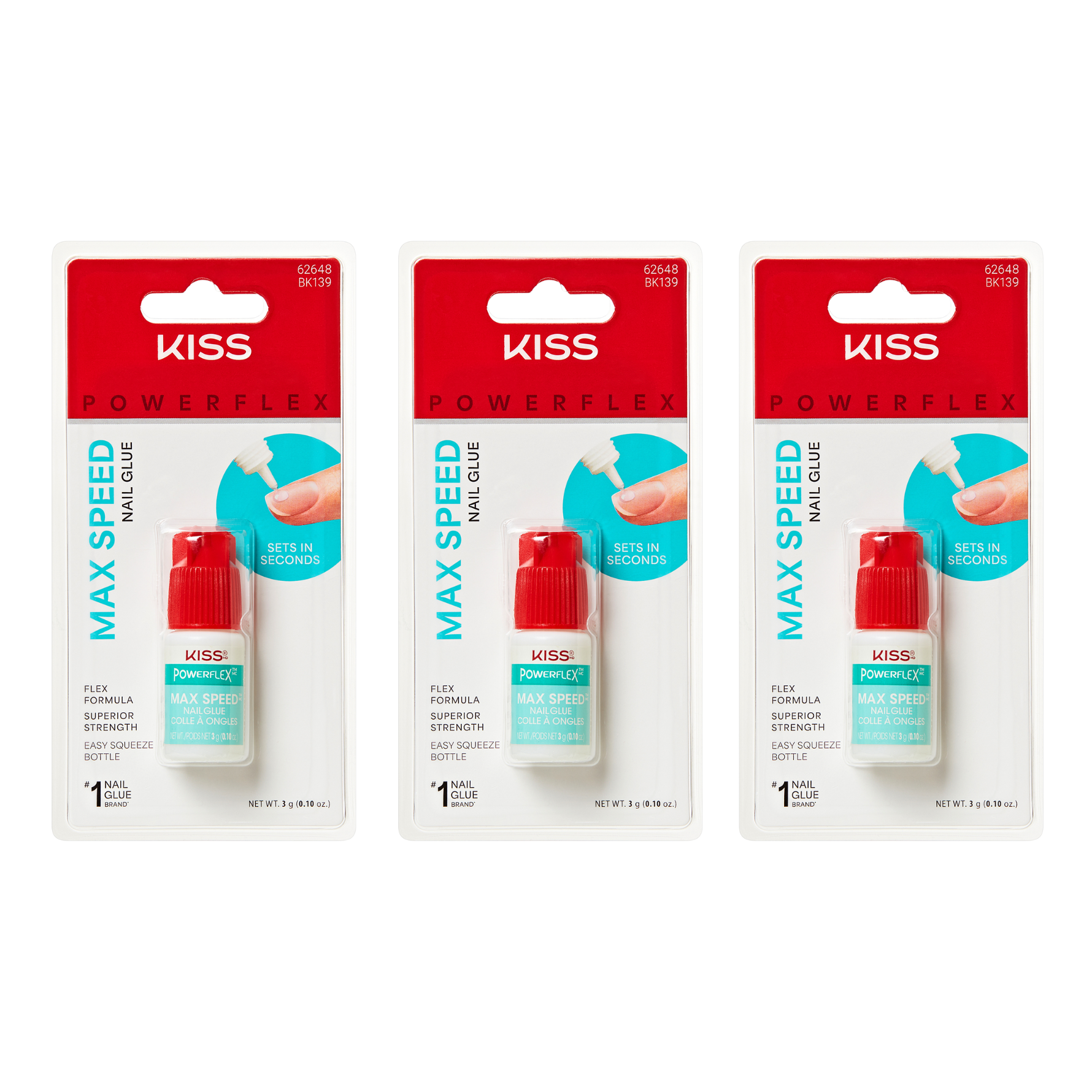 KISS PowerFlex Maximum Speed Nail Glue 3-Pack