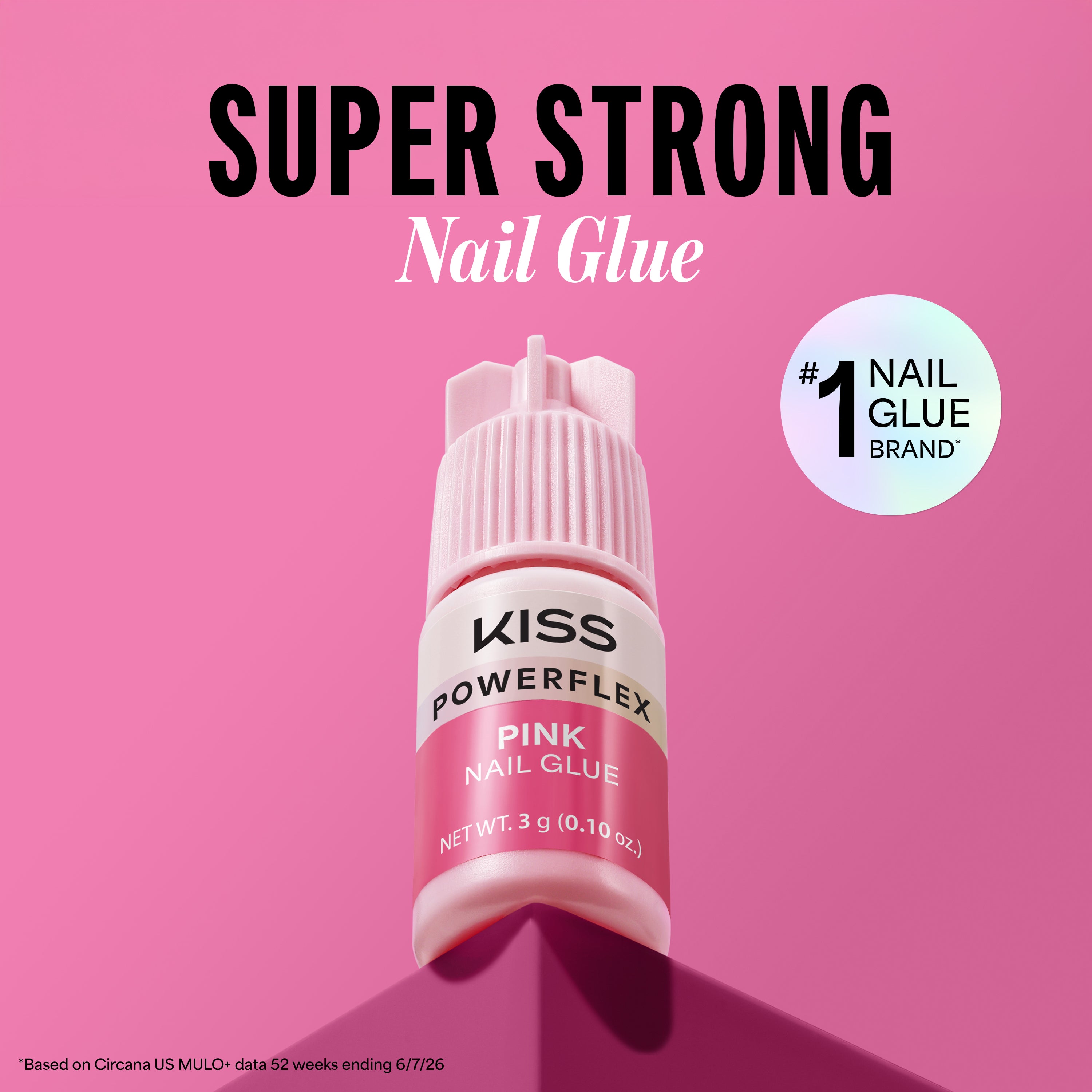 Kiss PowerFlex Pink Fake Nail Glue - 0.10 oz. | Nail Adhesive, Press-On Glue, Pink Tint, Strong Hold