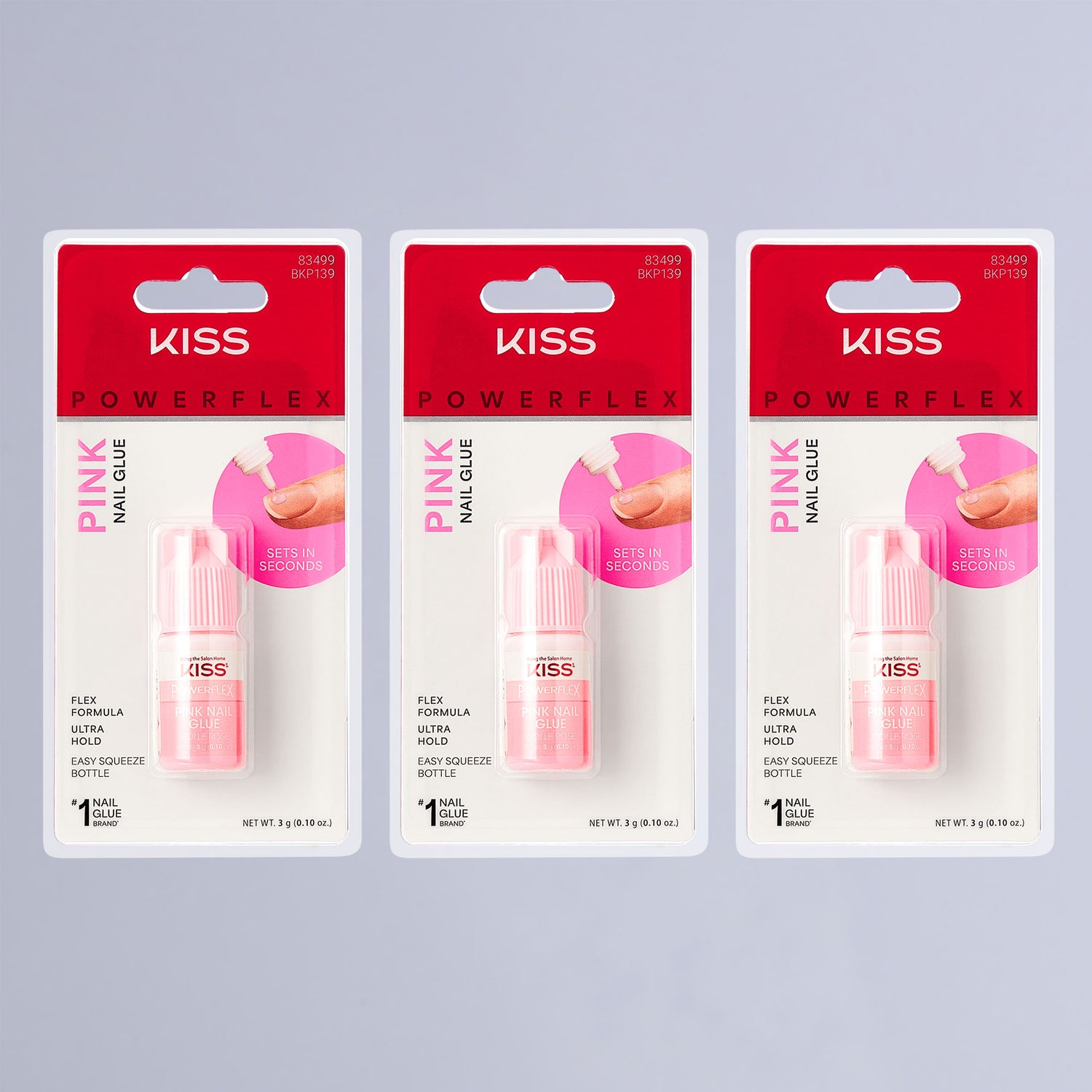 KISS PowerFlex Pink Nail Glue 3-Pack