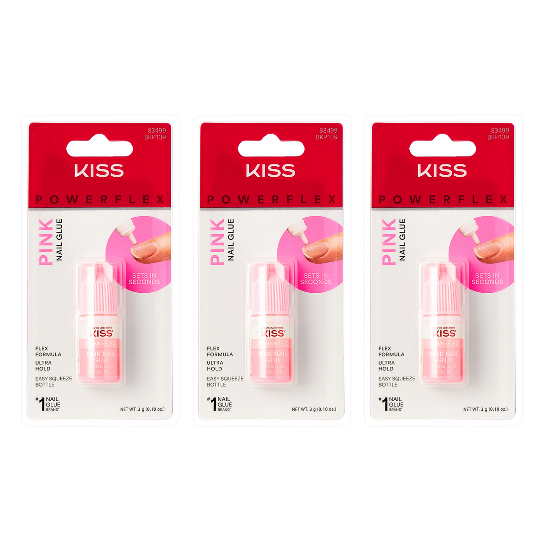 KISS PowerFlex Pink Nail Glue 3- Pack