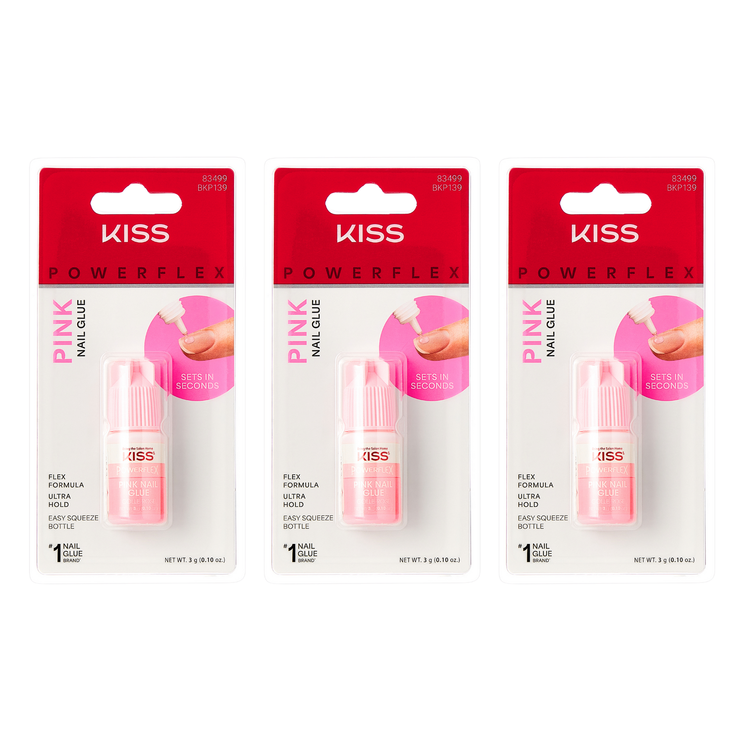 KISS PowerFlex Pink Nail Glue 3- Pack
