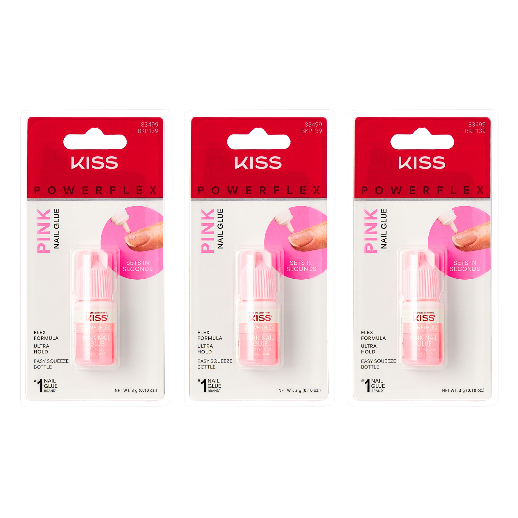 KISS PowerFlex Pink Nail Glue 3- Pack