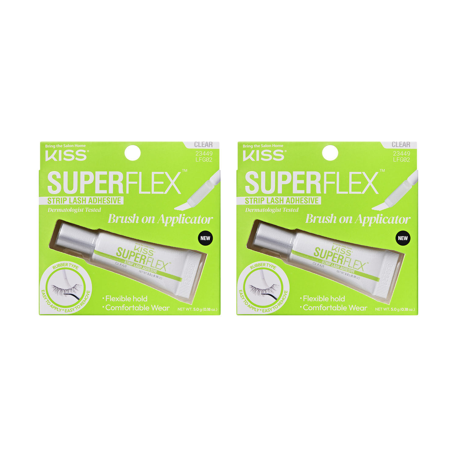Kiss Super Flex Latex Strip Lash Adhesive - Clear 2- Pack