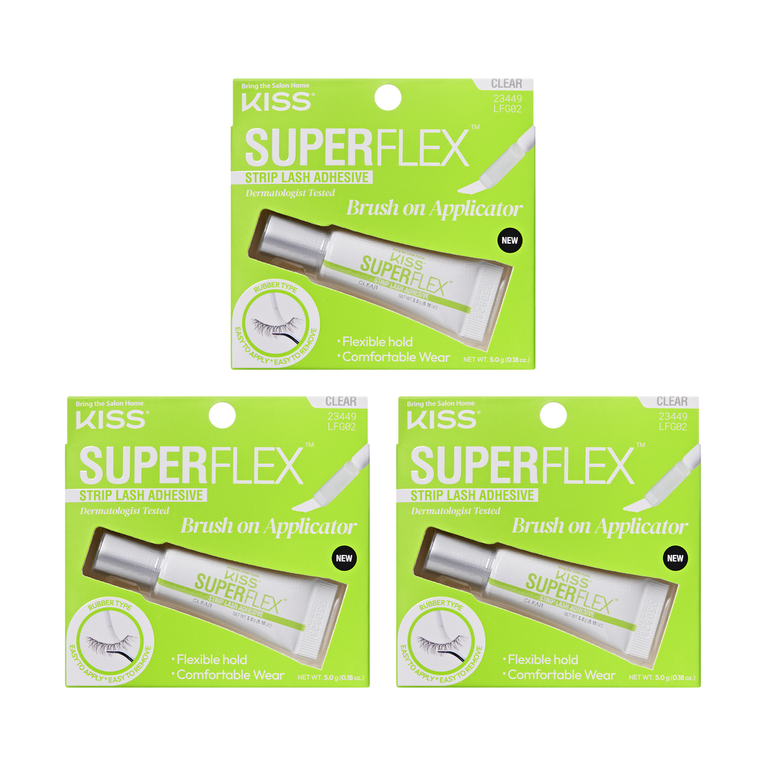Kiss Super Flex Latex Strip Lash Adhesive - Clear 3- Pack
