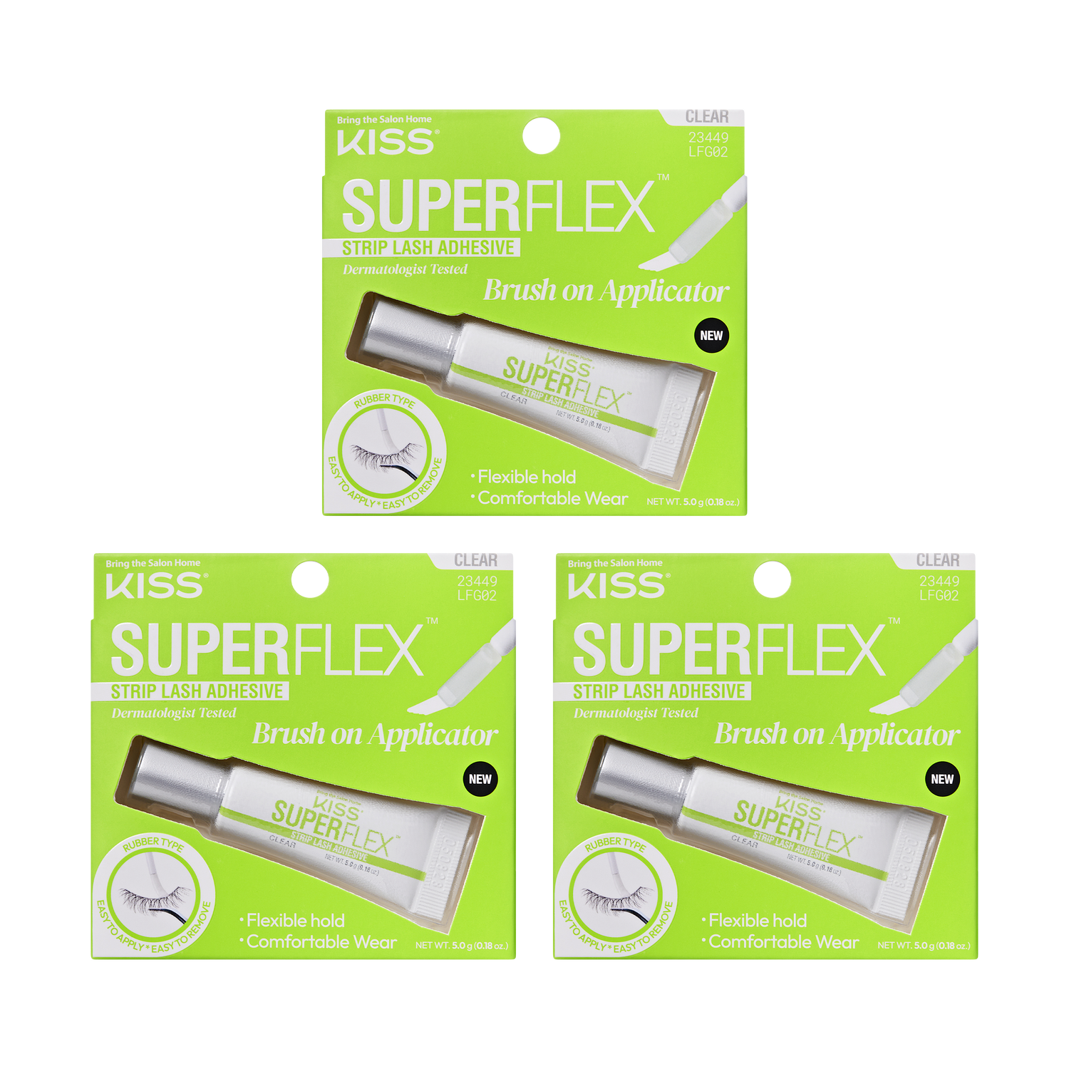 Kiss Super Flex Latex Strip Lash Adhesive - Clear 3- Pack