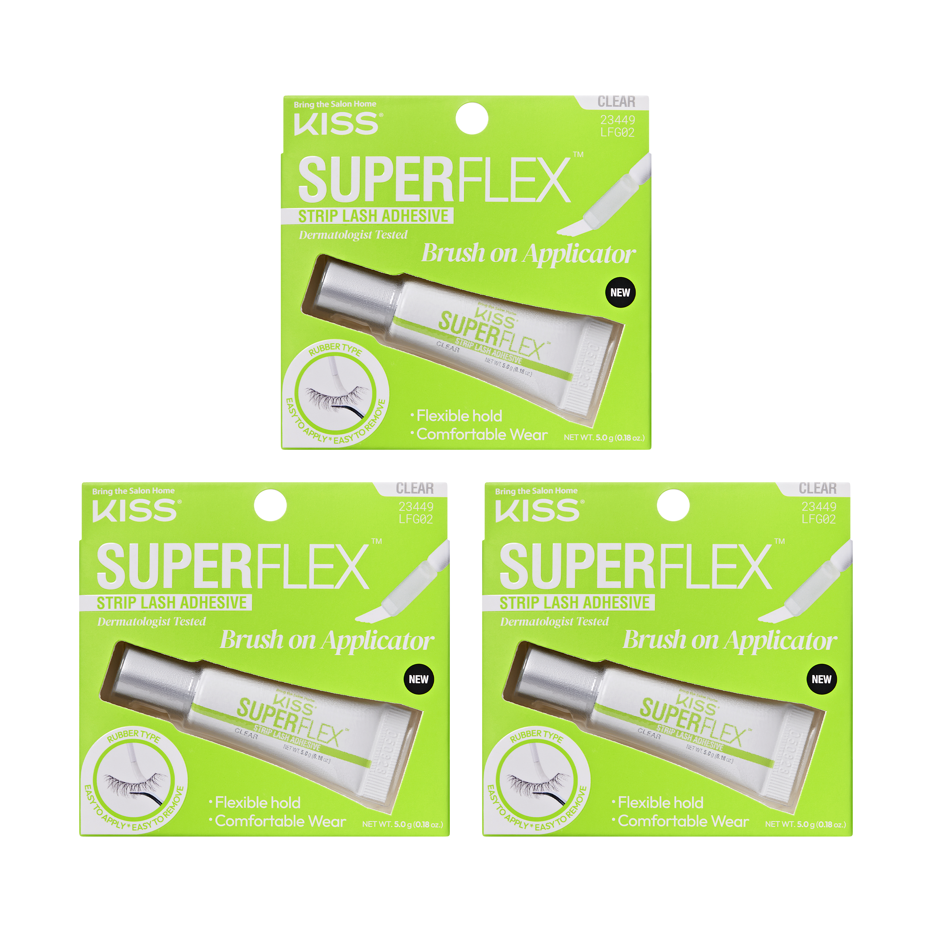 Kiss Super Flex Latex Strip Lash Adhesive - Clear 3- Pack