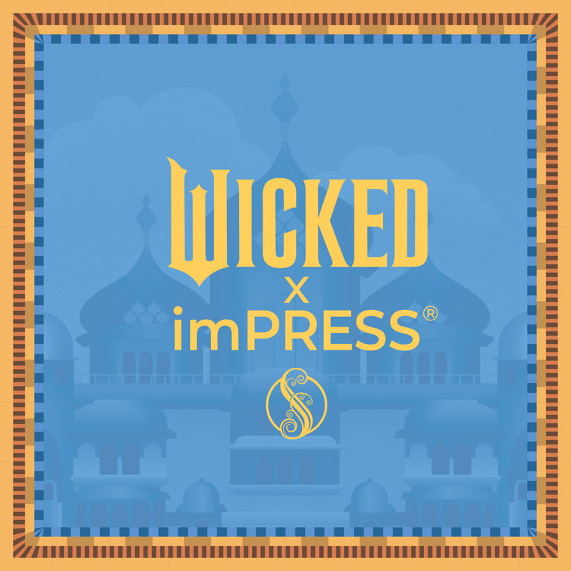 Wicked x imPRESS collaboration logo with ornate palace background