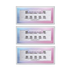 Three rectangular packs of FALSCARA Lengthening Wisps eyelash extensions, each with black lash clusters arranged inside a window on a gradient blue-to-pink background. Text on packaging reads \