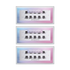 Three identical packages of FALSCARA Extra Drama Wisps 12mm false eyelashes, each showing five pairs of black, short, dramatic lash segments inside a rectangular box with a gradient blue to pink border and the tagline \