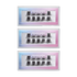Three rectangular boxes of FALSCARA Extra Drama Wisps 18mm false eyelashes with a gradient blue-to-pink border and the text \
