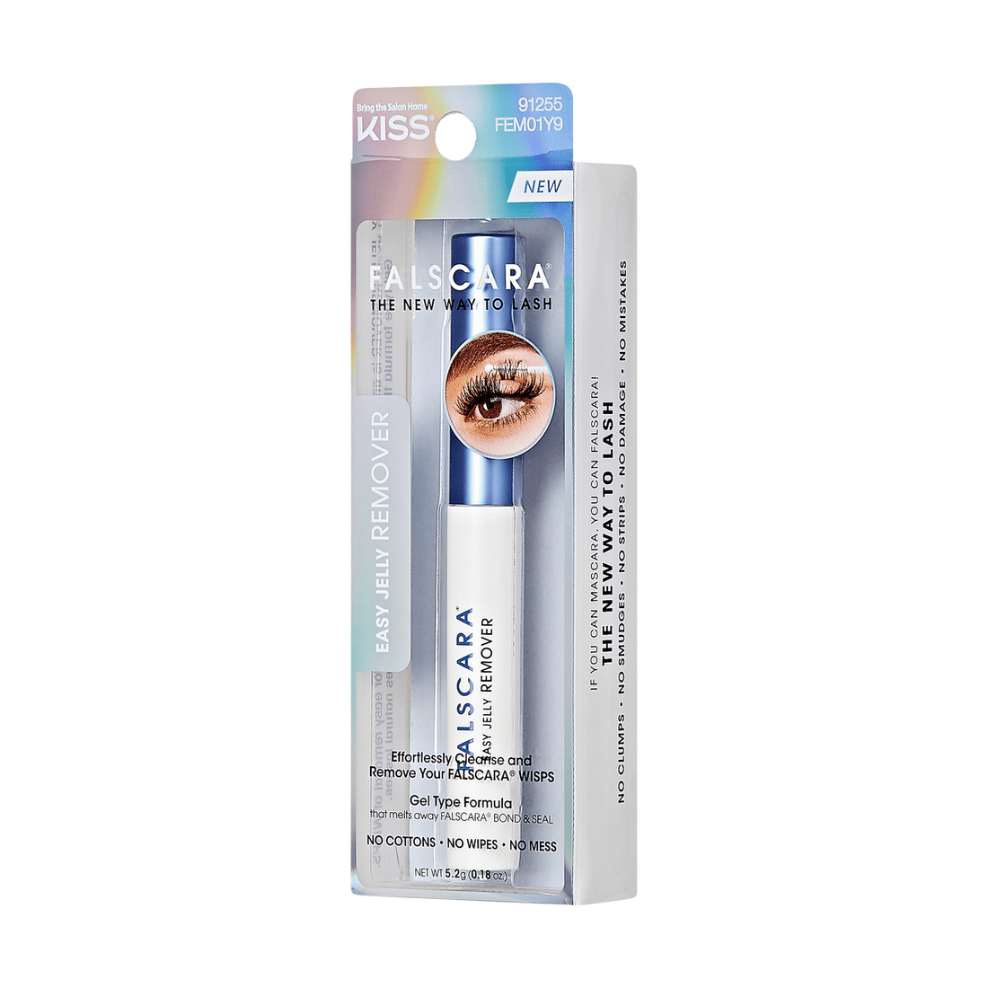 Falscara eyelash remover with packaging on a white background