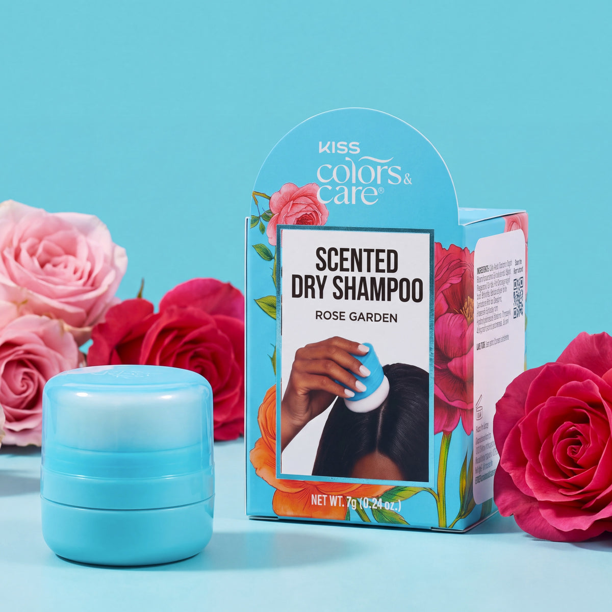 Kiss Colors &amp; Care Dry Shampoo Powder, Rose Garden | 7g (0.24 US fl. oz), Scented Dry Shampoo, Hair Care