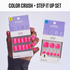 KISS Core nail extensions in pink held by a hand with matching nails against a light purple background.