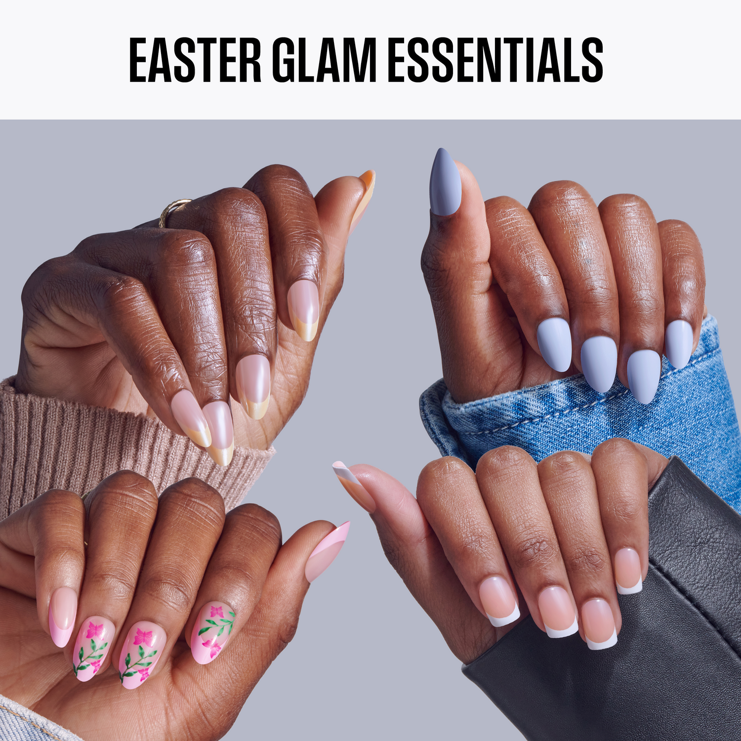 KISS Press On Glue Nails Easter Bundle - Easter Glam Essentials