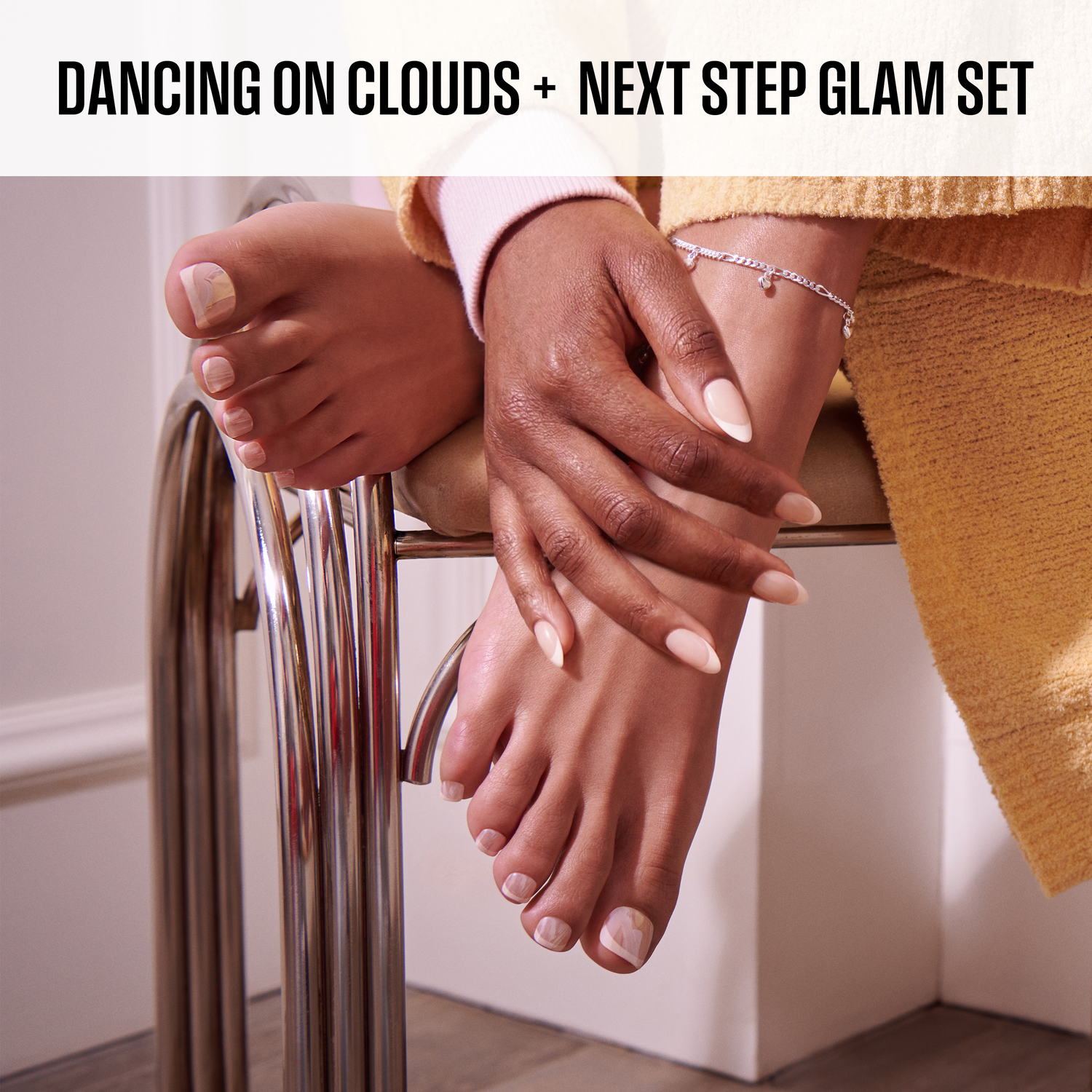KISS CORE French Press On Glue Mani-Pedi Bundle - Dancing On Clouds + Next Step Glam Set