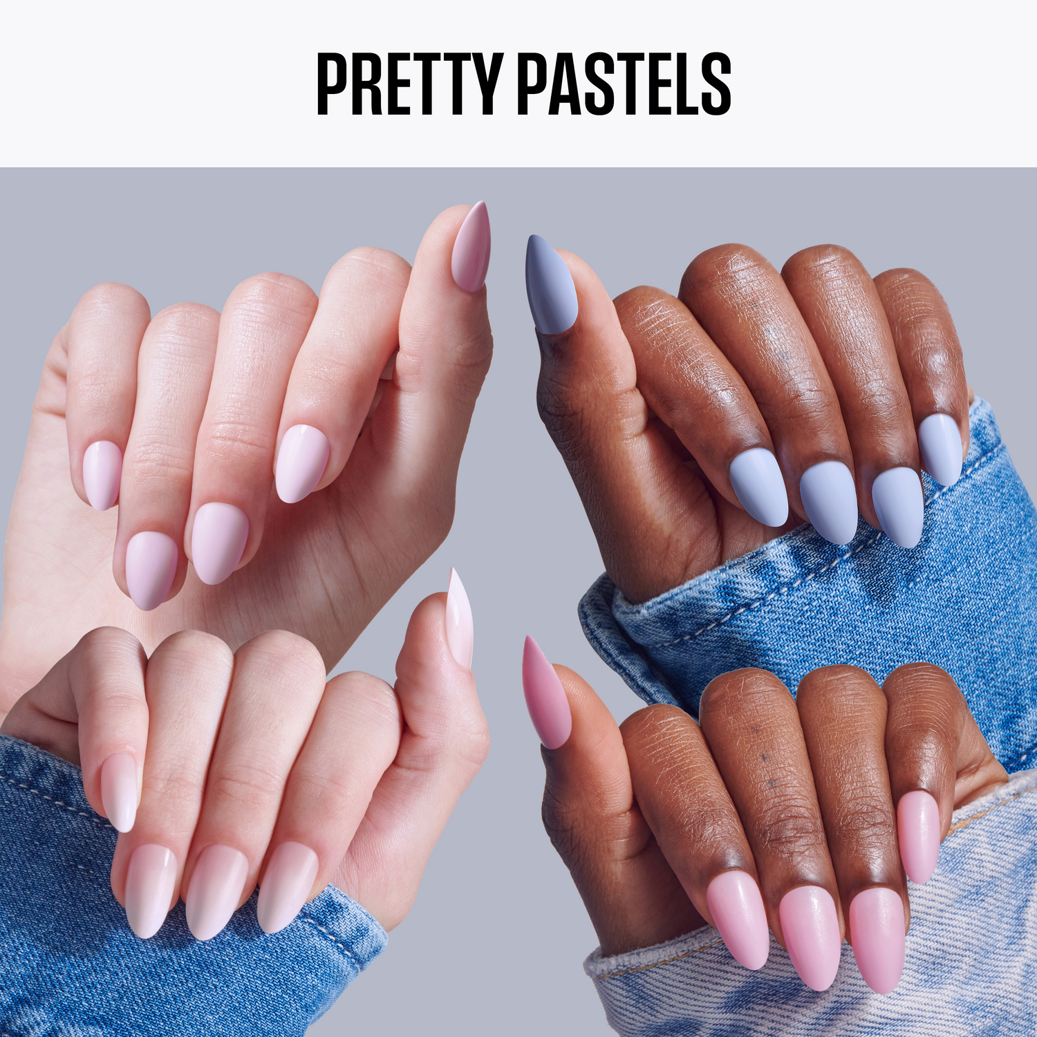 Kiss Core Color Press On Glue Nails Bundle - Pretty Pastels