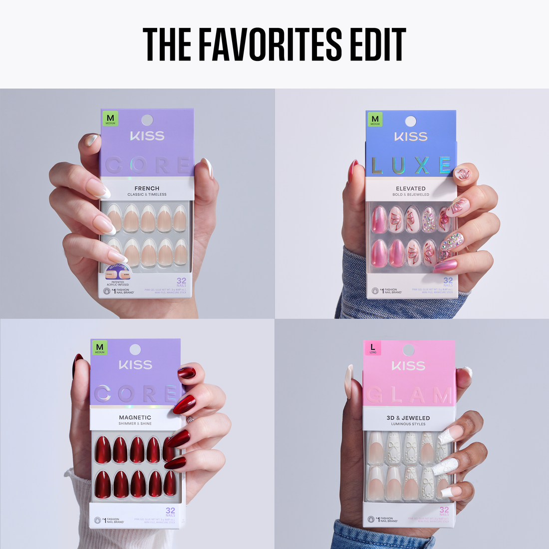 Kiss Press On Glue Nails Bundle - The Favorites Edit