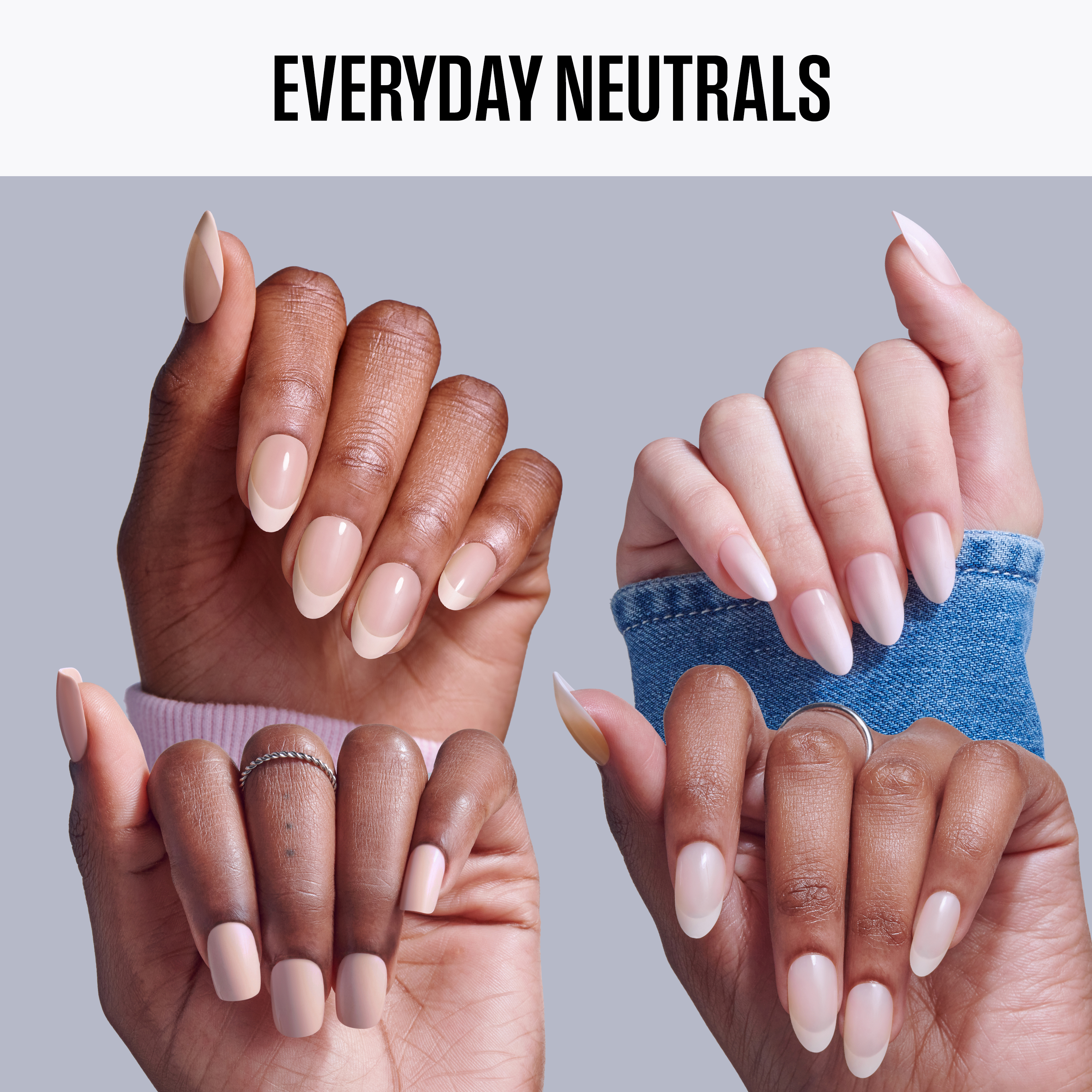 Kiss Core Press On Glue Nails Bundle - Everyday Neutrals