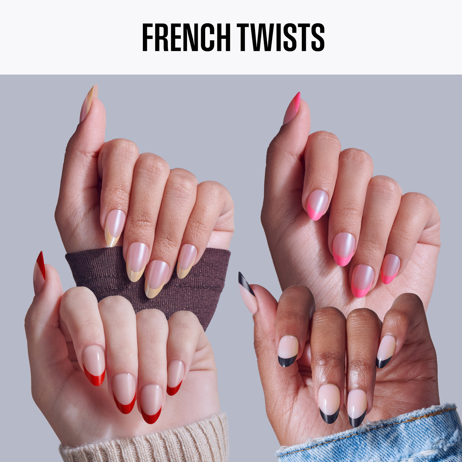 Kiss French Press On Glue Nails Bundle - French Twists