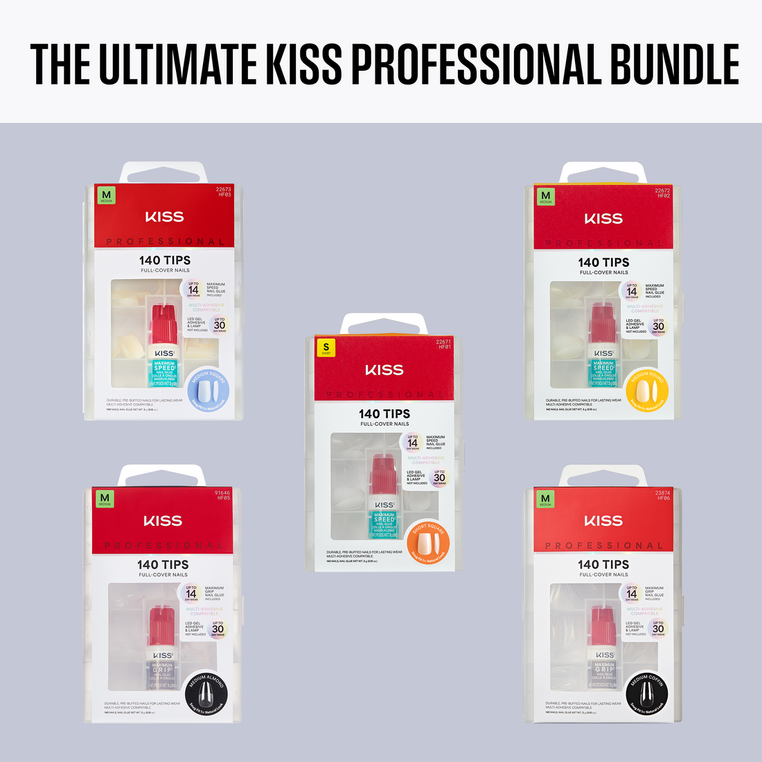 Kiss Professional Full Cover Press On Fake Nails - The Ultimate Kiss Professional Bundle