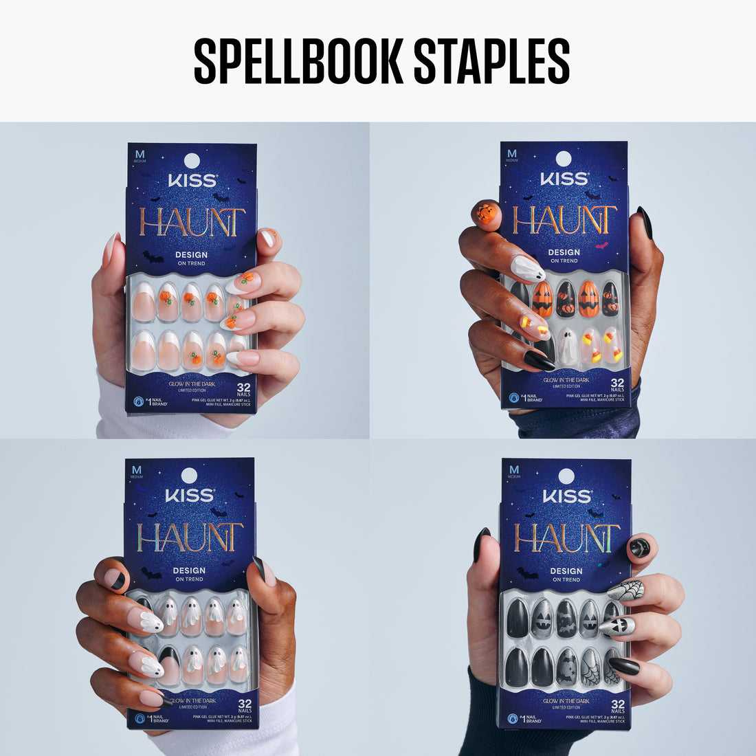 Kiss Haunt Design Press-On Fake Nails Halloween Bundle - Spellbook Staples