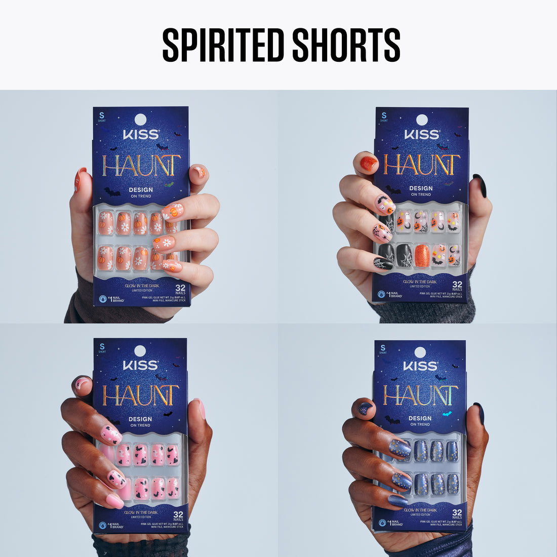 Kiss Haunt Design Press-On Fake Nails Halloween Bundle - Spirited Shorts