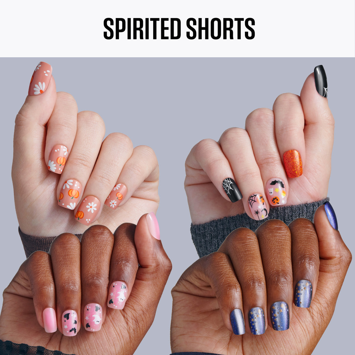 Kiss Haunt Design Press-On Fake Nails Halloween Bundle - Spirited Shorts