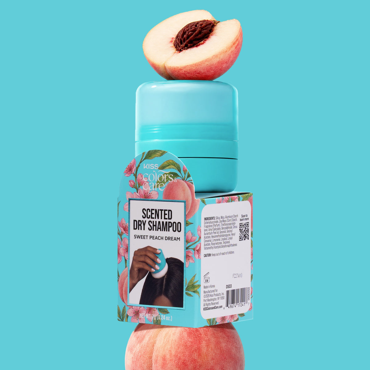 Kiss Colors &amp; Care Dry Shampoo Powder, Sweet Peach Dream | 7g (0.24 US fl. oz), Scented Dry Shampoo, Hair Care