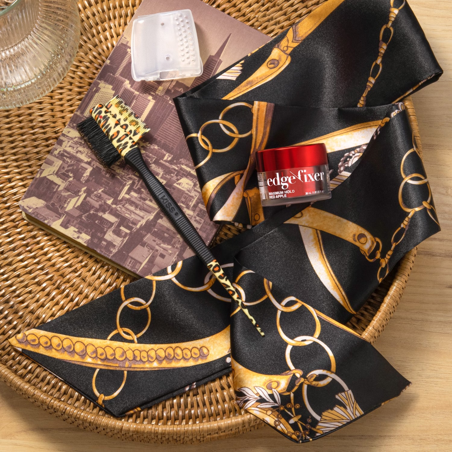 Kiss Colors &amp; Care Silky Satin Edge Scarf - Luxe | Head Scarf, Hair Scarf, 60"L x 4"W, Hair Accessories