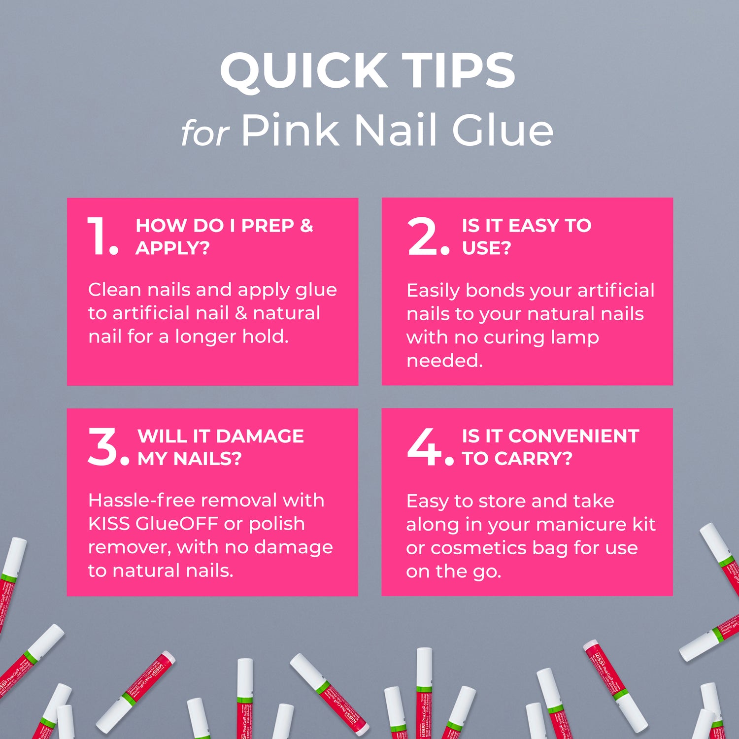 KISS Pink Gel Nail Glue – 50 Pieces