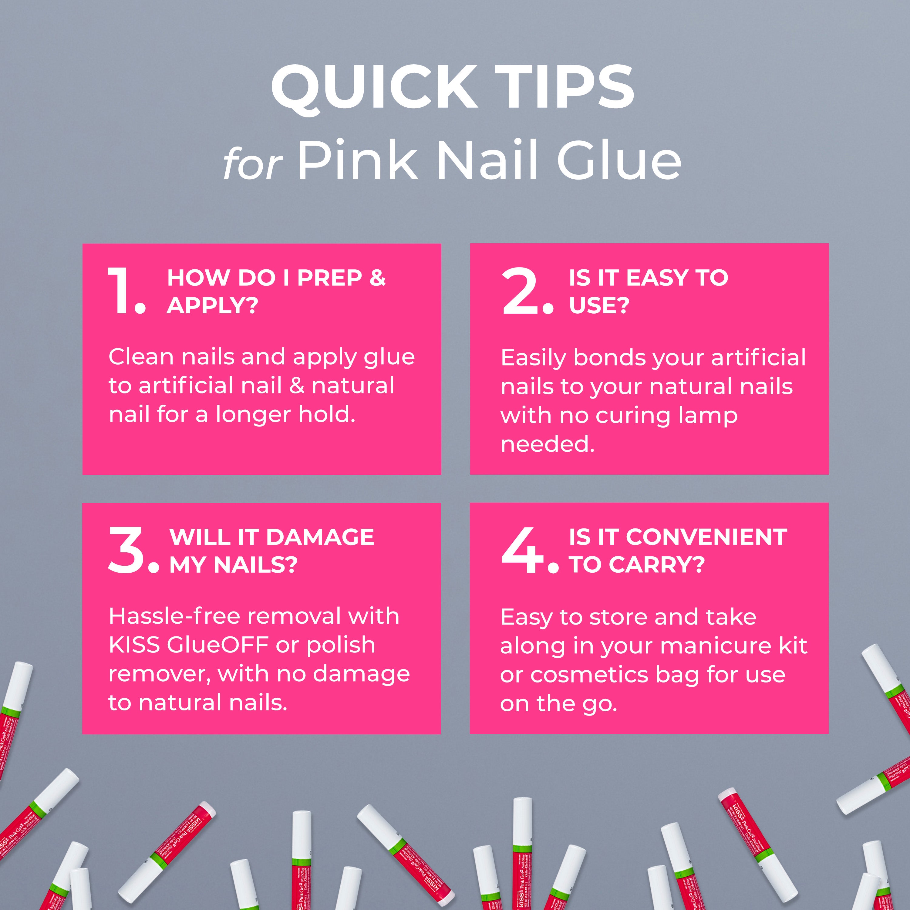 KISS Pink Gel Nail Glue – 50 Pieces